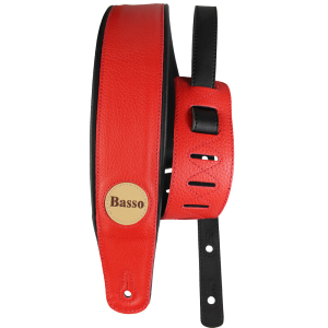 CORREA BASSO PARA GUITARRA Y BAJO SERIE CUERO ROJA