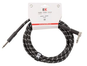 CABLE EK AUDIO PARA GUITARRA JACK - JACK RECTO- ACODADO TELA TRENZADA DE 6 M