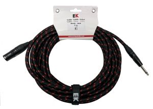 CABLE EK AUDIO TRENZADO DE TELA PARA MICRÓFONO JACK-XLR HEMBRA 9 METROS 