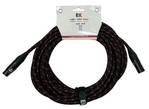 CABLE EK AUDIO TRENZADO DE TELA PARA MICRÓFONO XLR-XLR MACHO-HEMBRA 9 METROS 