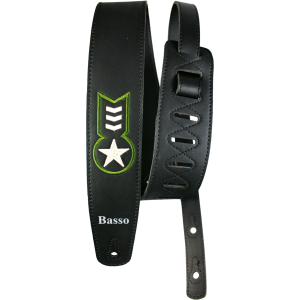 CORREA BASSO PARA GUITARRA Y BAJO SERIE VINTAGE NEGRA CON EMBLEMA